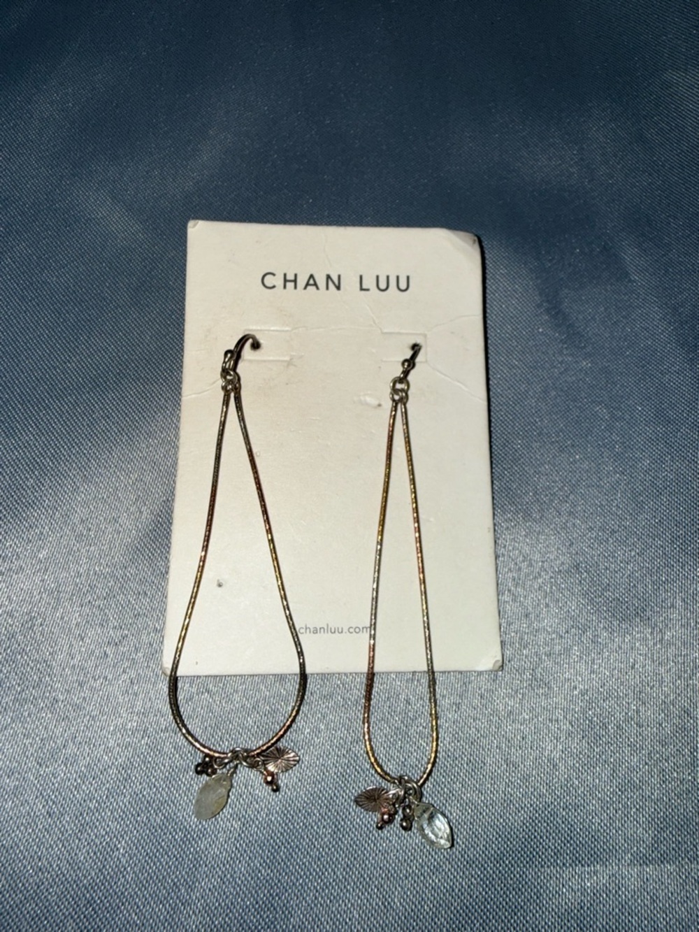 CHAN LUU Gold-Tone Long Leaf Drop Earrings with Charms